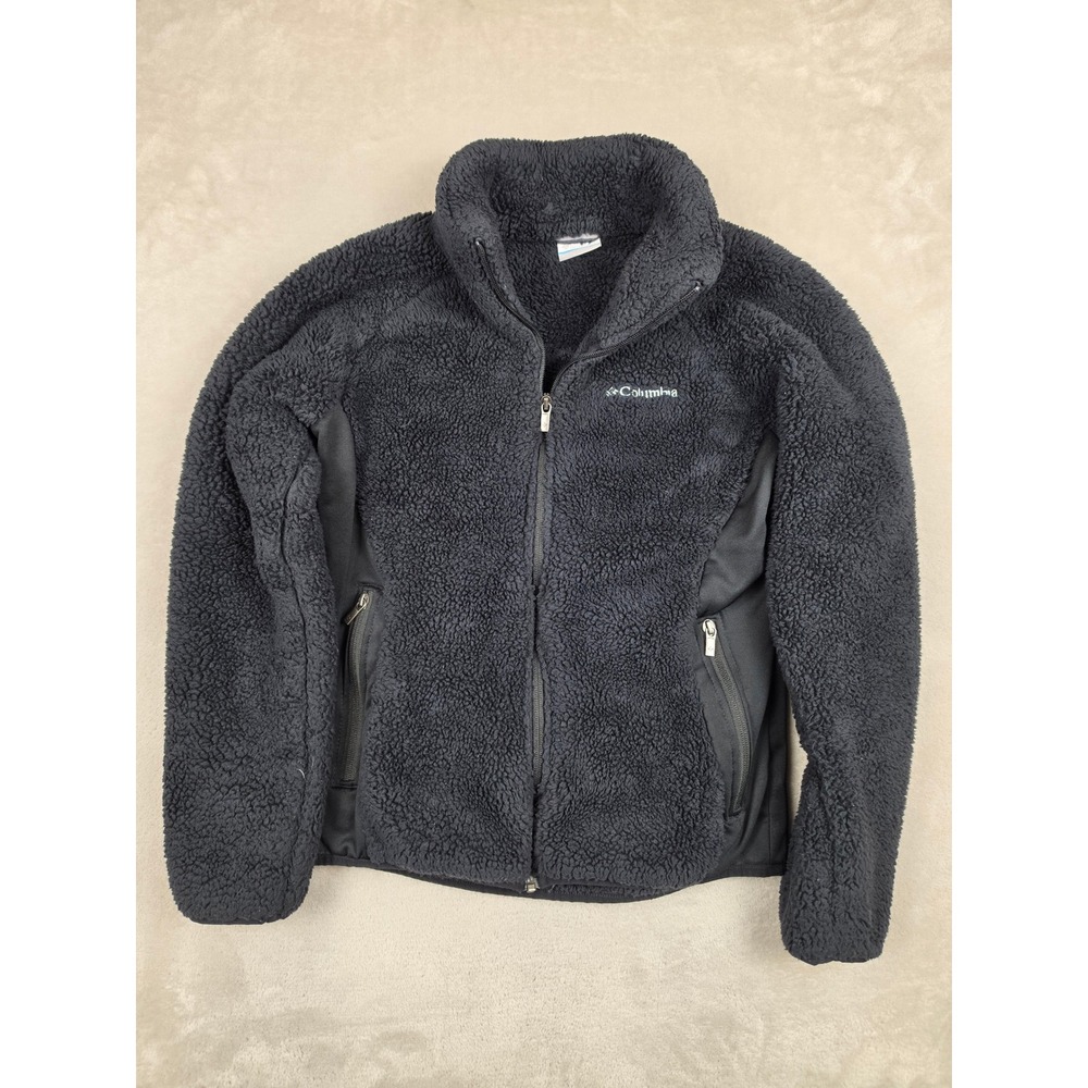 Columbia Fleece Jacket Womens Medium Black Full Zip Sherpa XL6620 Outdoor